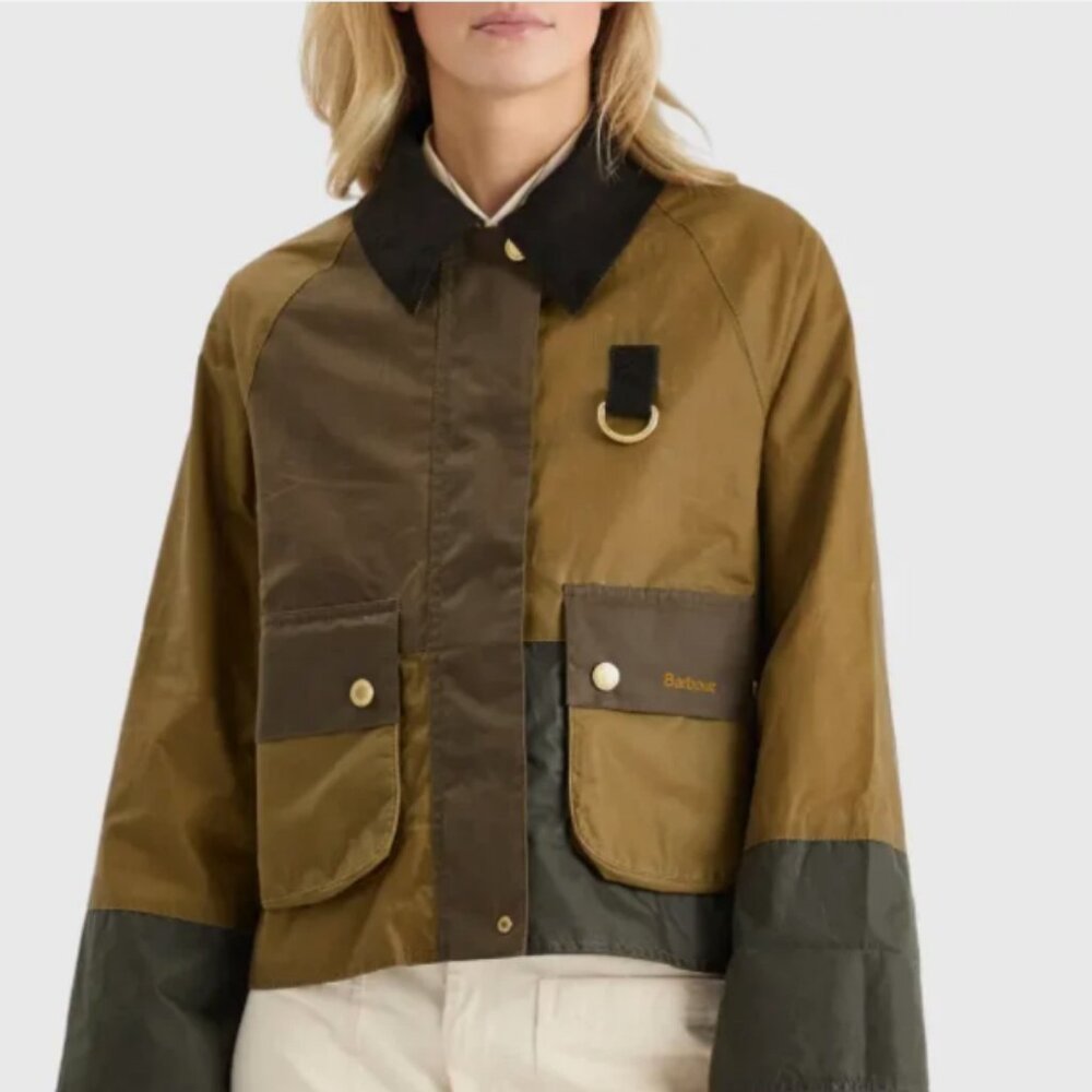 BARBOUR ALMA WAX JACKET in Sand/ Archive Olive MSRP$580 British Elegance - Picture 3 of 16